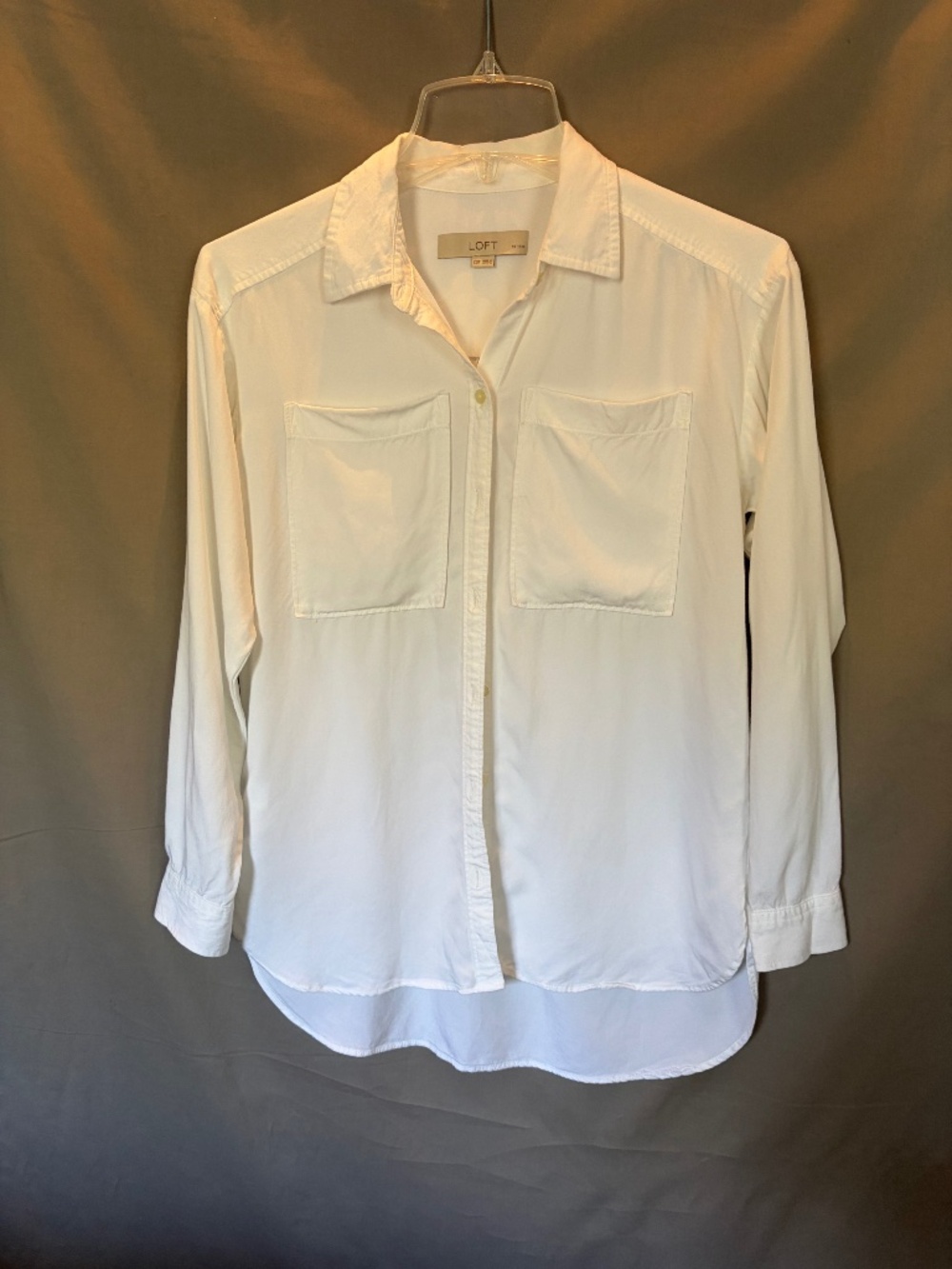 LOFT Petites White Long Sleeve Button-Down Shirt - Size XXSP
